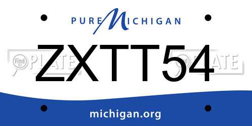 ZXTT54 Michigan License Plate