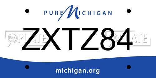 ZXTZ84 Michigan License Plate