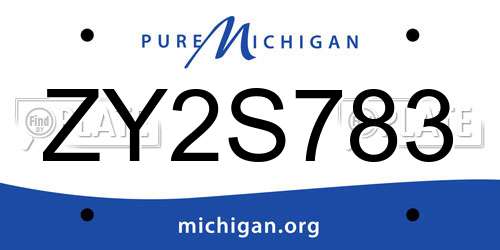ZY2S783 Michigan License Plate