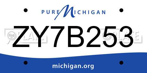 ZY7B253 Michigan License Plate
