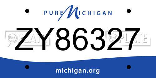 ZY86327 Michigan License Plate