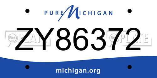 ZY86372 Michigan License Plate