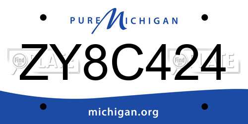 ZY8C424 Michigan License Plate
