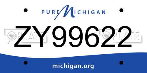 ZY99622 Michigan License Plate