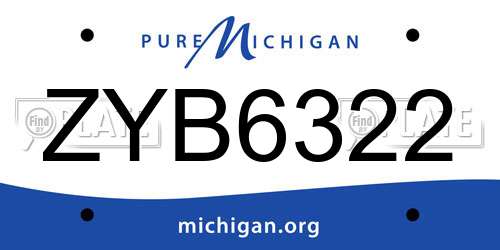 ZYB6322 Michigan License Plate