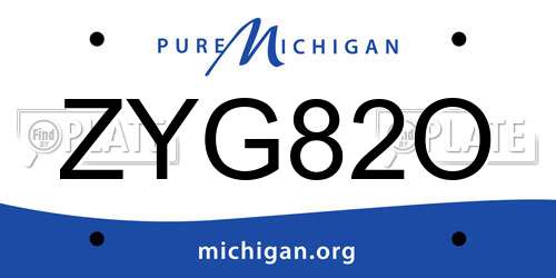 ZYG82O Michigan License Plate