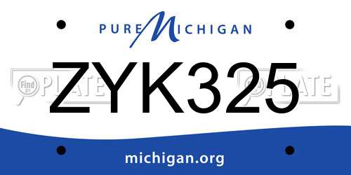 ZYK325 Michigan License Plate