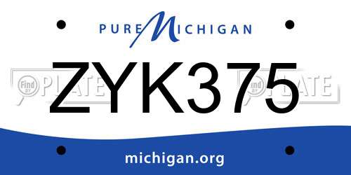 ZYK375 Michigan License Plate