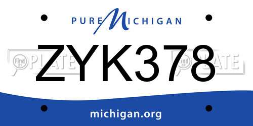 ZYK378 Michigan License Plate