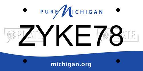 ZYKE78 Michigan License Plate