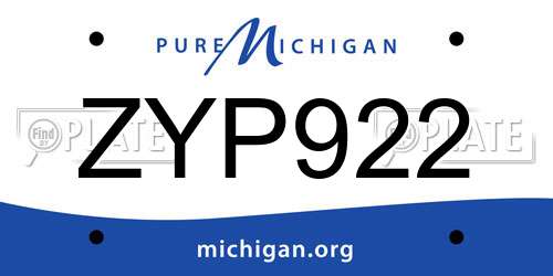 ZYP922 Michigan License Plate
