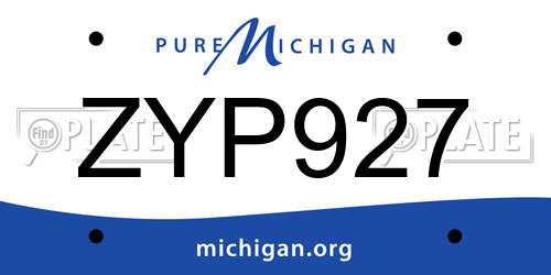 ZYP927 Michigan License Plate