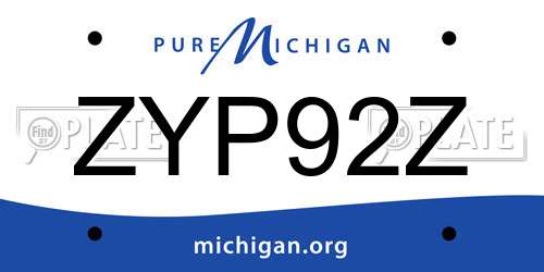 ZYP92Z Michigan License Plate