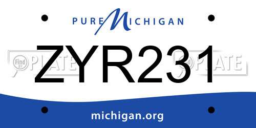 ZYR231 Michigan License Plate