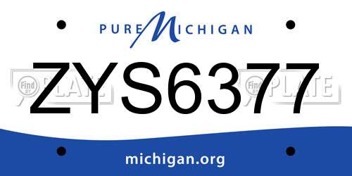 ZYS6377 Michigan License Plate