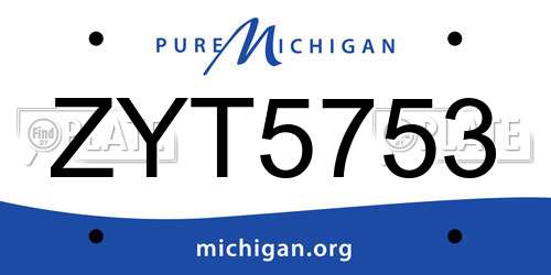 ZYT5753 Michigan License Plate