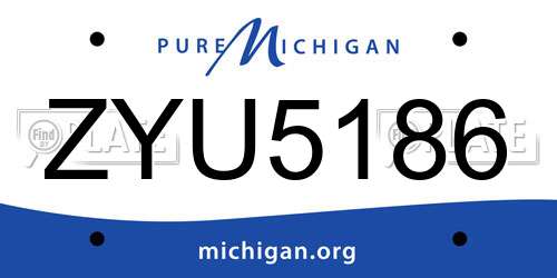 ZYU5186 Michigan License Plate