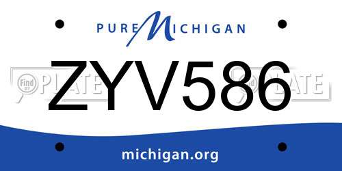 ZYV586 Michigan License Plate