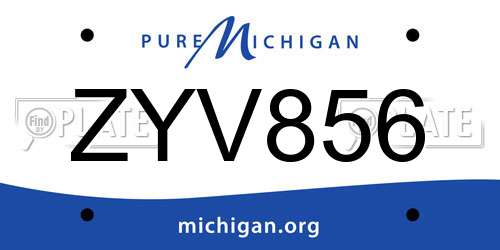 ZYV856 Michigan License Plate