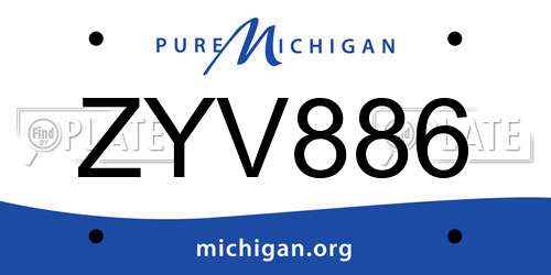 ZYV886 Michigan License Plate