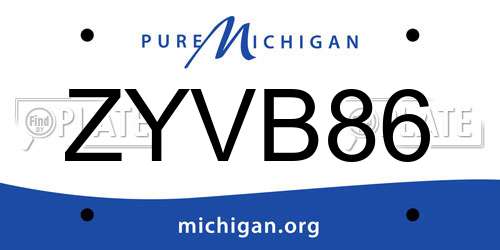 ZYVB86 Michigan License Plate
