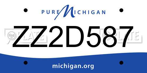 ZZ2D587 Michigan License Plate