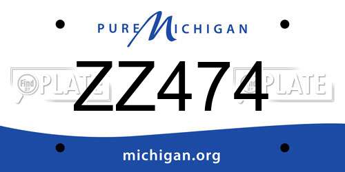 ZZ474 Michigan License Plate