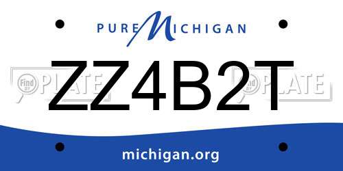 ZZ4B2T Michigan License Plate