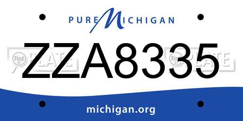 ZZA8335 Michigan License Plate