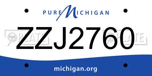 ZZJ2760 Michigan License Plate