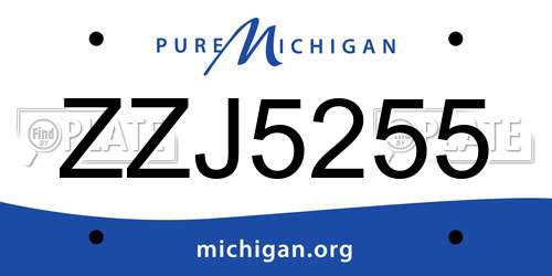ZZJ5255 Michigan License Plate