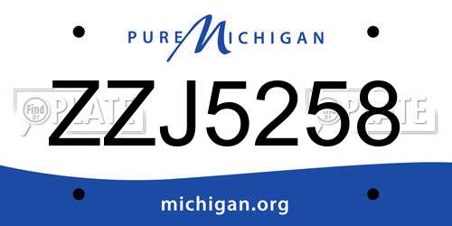 ZZJ5258 Michigan License Plate
