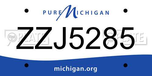 ZZJ5285 Michigan License Plate