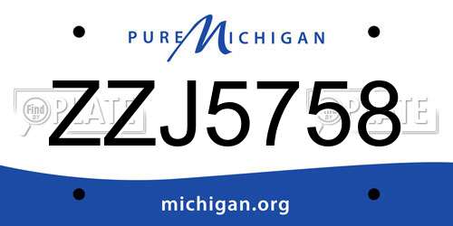 ZZJ5758 Michigan License Plate