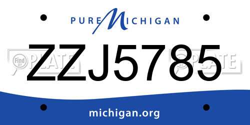 ZZJ5785 Michigan License Plate