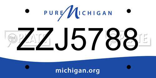 ZZJ5788 Michigan License Plate