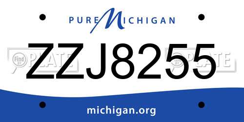 ZZJ8255 Michigan License Plate