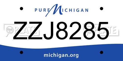 ZZJ8285 Michigan License Plate