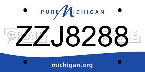 ZZJ8288 Michigan License Plate