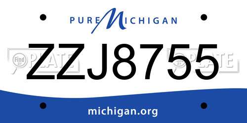 ZZJ8755 Michigan License Plate