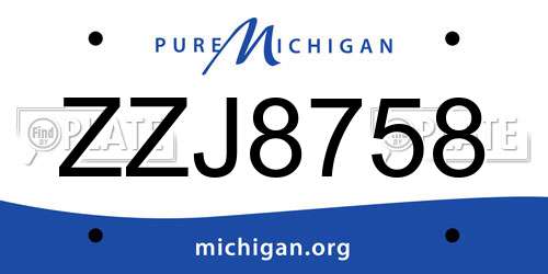 ZZJ8758 Michigan License Plate