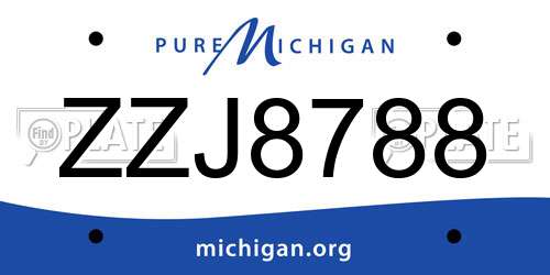 ZZJ8788 Michigan License Plate