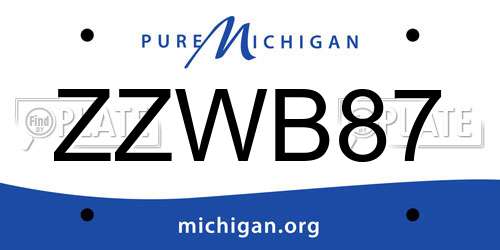 ZZWB87 Michigan License Plate