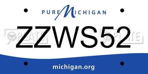 ZZWS52 Michigan License Plate