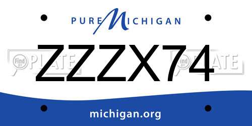 ZZZX74 Michigan License Plate