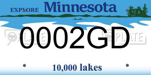 0002GD Minnesota License Plate