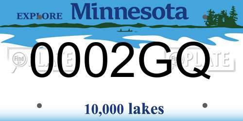 0002GQ Minnesota License Plate