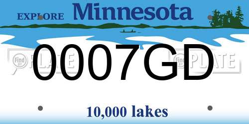 0007GD Minnesota License Plate