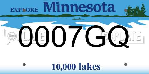 0007GQ Minnesota License Plate
