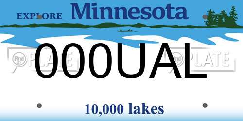 000UAL Minnesota License Plate